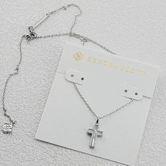 Kendra Scott Mother-of-Pearl Cross Necklace - Picture 1 of 2